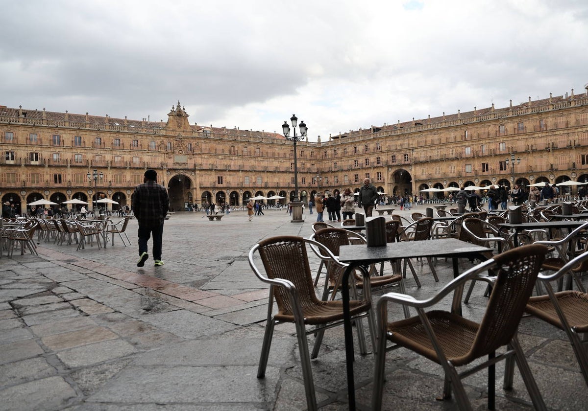 Terrazas en la Plaza Mayor de Salamanca.