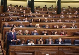 Pedro Sánchez, interviene durante una sesión de control al Gobierno.