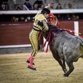 Damián Castaño en el momento de ser corneado.