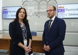 Pilar Sánchez, diputada y portavoz del PP en la Diputación, y Marcos Iglesias, diputado y alcalde de Ciudad Rodrigo.