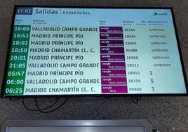 Imagen del panel en la estación de Salamanca.
