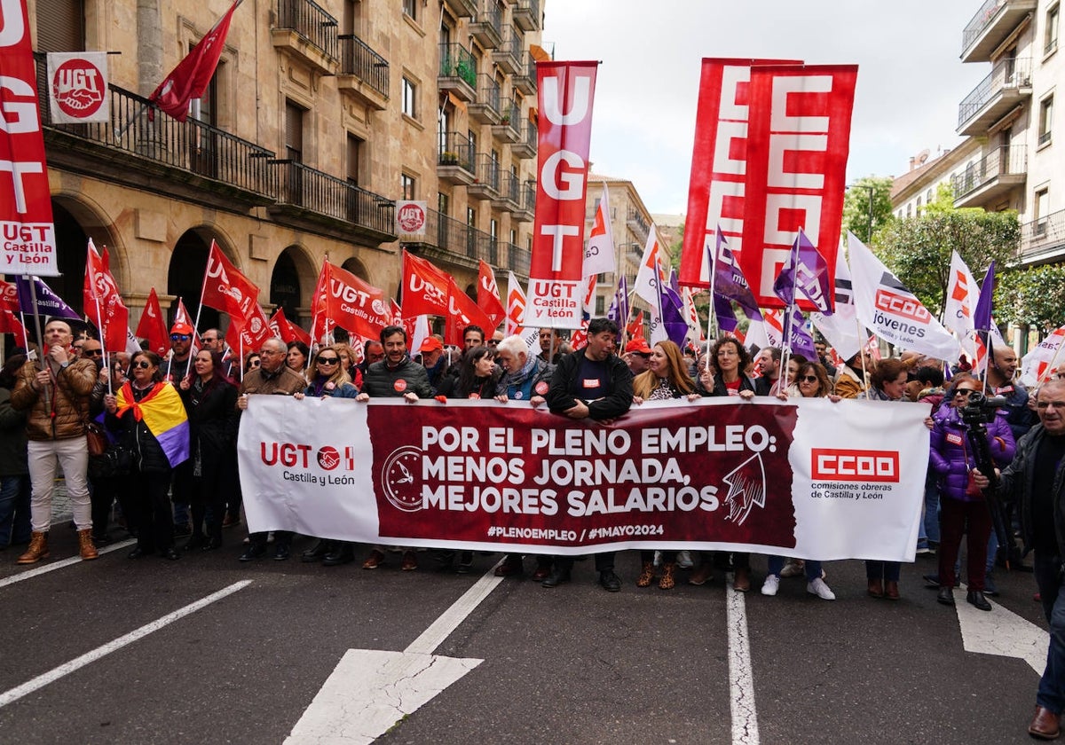 Cortes de tráfico en el centro de Salamanca por la manifestación del Primero de Mayo