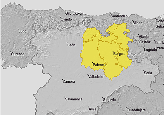 Imagen de las dos provincias afectadas por el aviso.