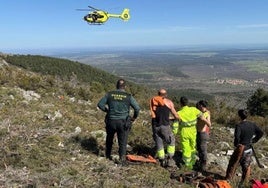 Imagen del rescate en el accidente ocurrido a un trabajador en El Maíllo tras clavarse un palo en un ojo.