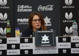 Anna Montañana, durante la rueda de prensa de este domingo en la Fonteta.
