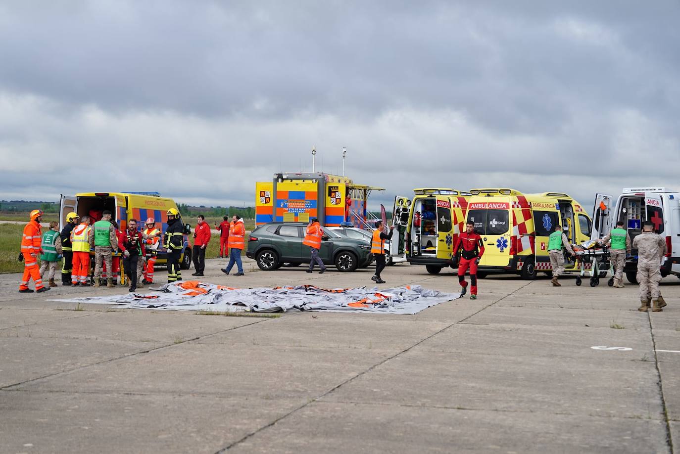 El simulacro de accidente aéreo en Matacán, en imágenes