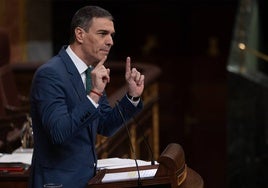El presidente del Gobierno, Pedro Sánchez, en su comparecencia en el Congreso.