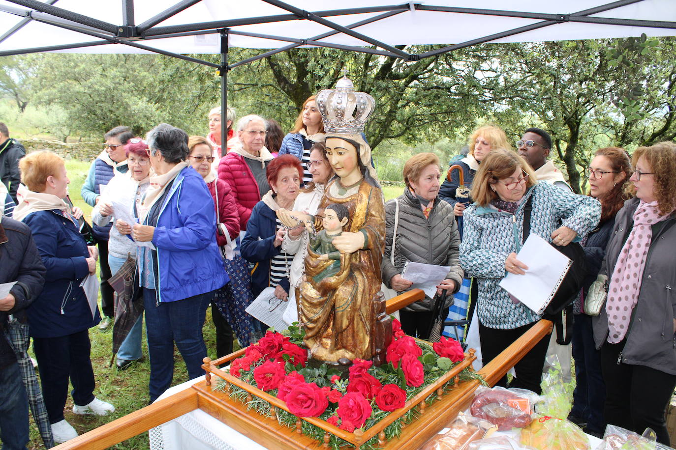 Valdelamatanza y Aldeanueva del Camino se reencuentran en su romería de la Virgen del Rosario