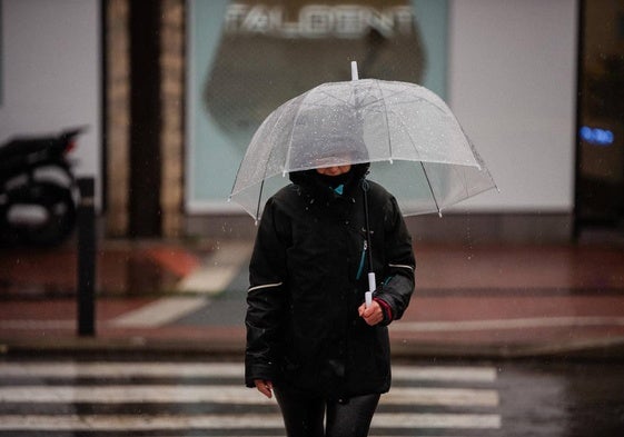 Una persona se protege de la lluvia con paraguas.