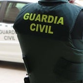 Un agente de la Guardia Civil, de espaldas, junto a un vehículo oficial.