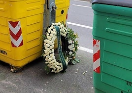 Una corona funeraria en la avenida Portugal.