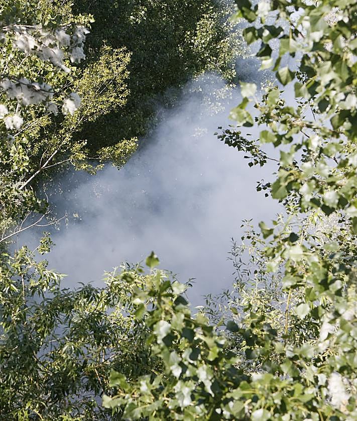 Imagen secundaria 2 - Los Bomberos sofocan un incendio en el paseo fluvial de El Zurguén