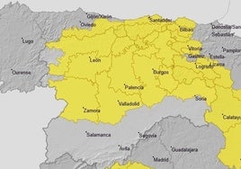 Imagen de las provincias afectadas en Castilla y León por las tormentas.