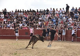 La plaza de toros, abarrotada de gente en Villamayor.