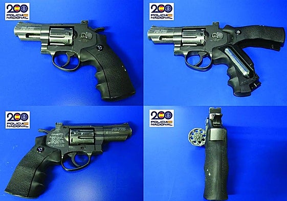 El revólver de gas comprimido que utilizó el acusado, I.A.G.