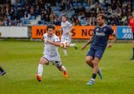 Carrasco, en su debut con el primer equipo frente al Marino de Luanco.