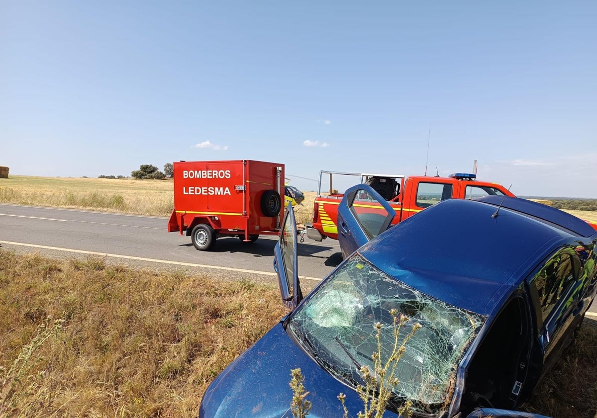 Imagen principal - Imágenes del accidente en la CL-517.