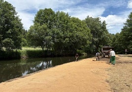 Zona de Los Barrancones, durante el rastrillado de la arena.