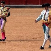 Imagen del paseíllo protagonizado por Marco Pérez y Morante en la tarde de este sábado, 14 de junio, en La Glorieta.