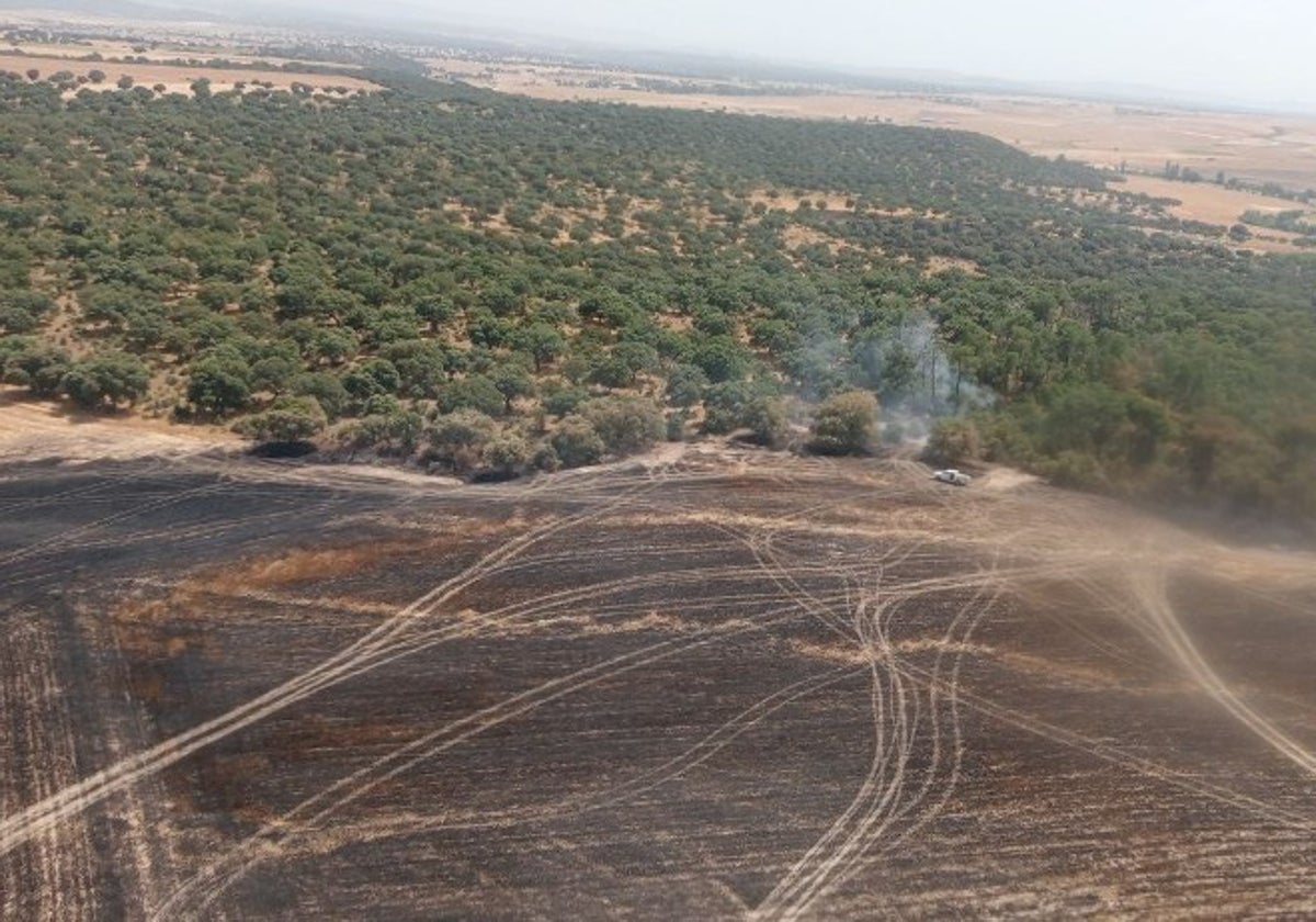 Imagen del incendio ocurrido en la localidad de Gajates.