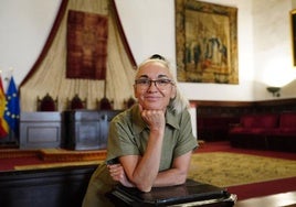 La biofísica española Eva Nogales, en el Paraninfo de la Universidad de Salamanca.