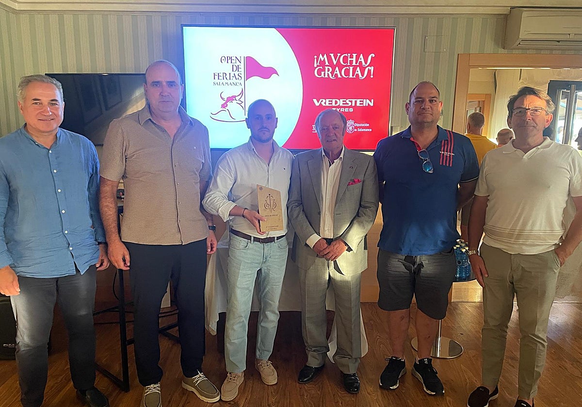 Ángel Losada, Raúl Sánchez, Alberto Dávila, Eustaquio Andrés, Omar Khalil y Luciano Albo, en la presentación en La Valmuza Golf.