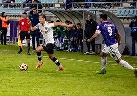 Poveda, en un partido entre el Salamanca UDS y el CF Palencia en La Nueva Balastera.
