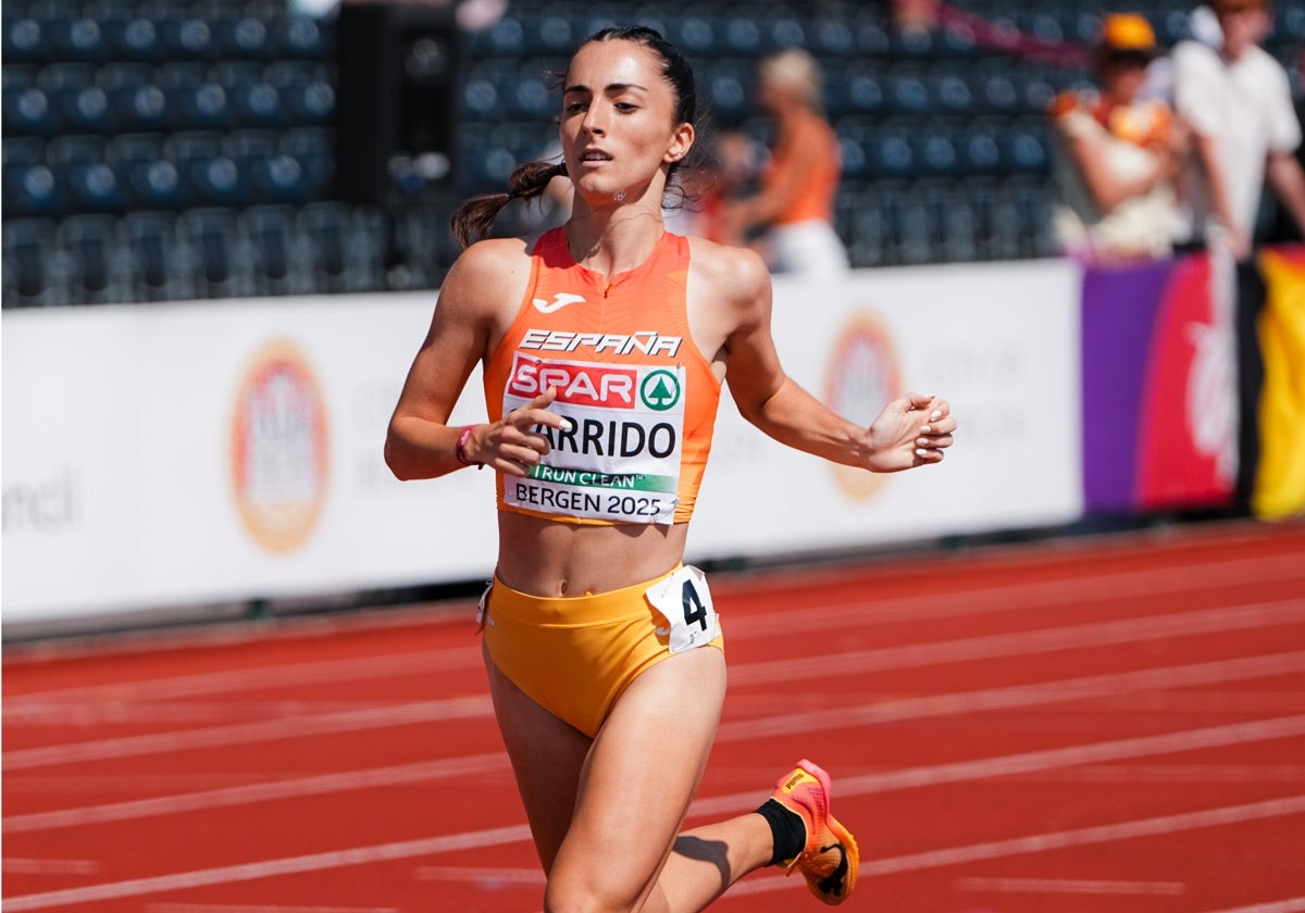 Rocío Garrido, terminando la carrera en el Europeo sub 23.