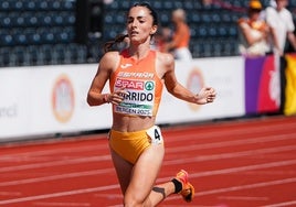 Rocío Garrido, terminando la carrera en el Europeo sub 23.