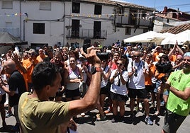 Imagen de Miguel Heras, en el homenaje que ha recibido esta mañana de sábado en Navacarros.