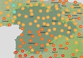 El mapa con la sensación térmica que se vivirá el jueves en Castilla y León.