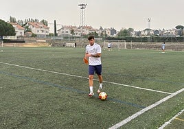 Abraham Nóbrega, en el entrenamiento de este lunes.