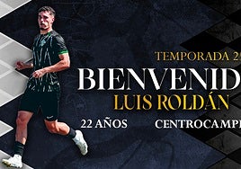 Cartel de presentación de Luis Roldán, nuevo fichaje de Unionistas de Salamanca.