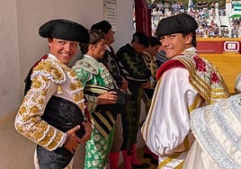 Noel García, a la derecha, el pasado sábado en Cazalla de la Sierra.