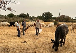 José Andres, Vanesa y Álvaro, en una finca entre Puertas y Cerezal.