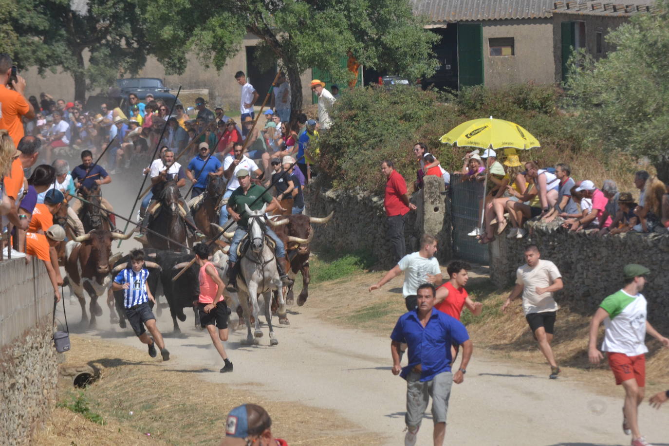 Brillante encierro a caballo en Lumbrales