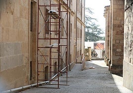 Andamios en la parte trasera de la Facultad de Traducción.
