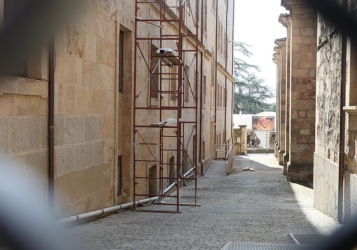 Andamios en la parte trasera de la Facultad de Traducción.