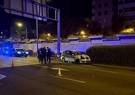 Imagen del accidente en la Vía Helmántica esta madrugada.
