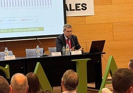 El director de Provacuno, Javier López, en la sectorial de Asaja celebrada este viernes en 'Salamaq'.