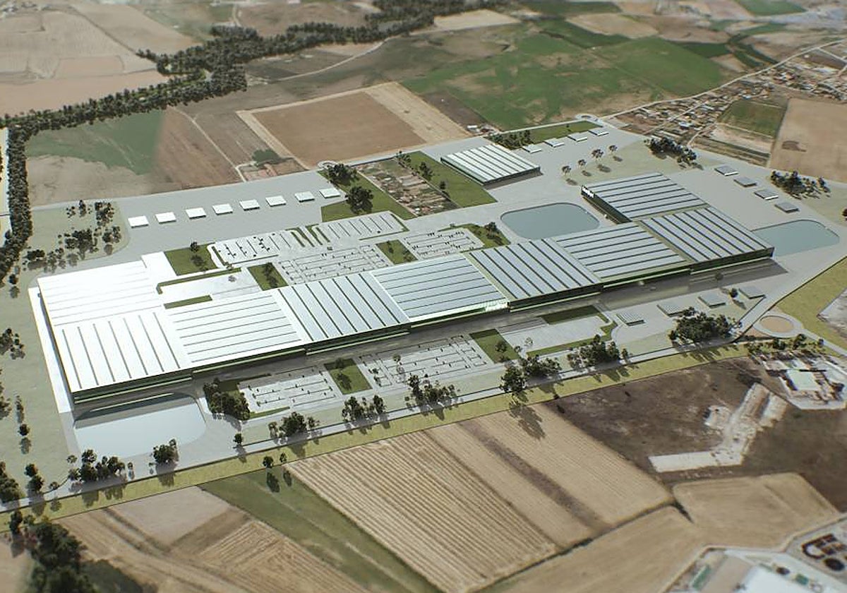 Recreación digital de la gigafábrica de baterías que InoBat Iberia proyecta construir en Valladolid, y cuyo centro I+D+i se ubicará en Salamanca.