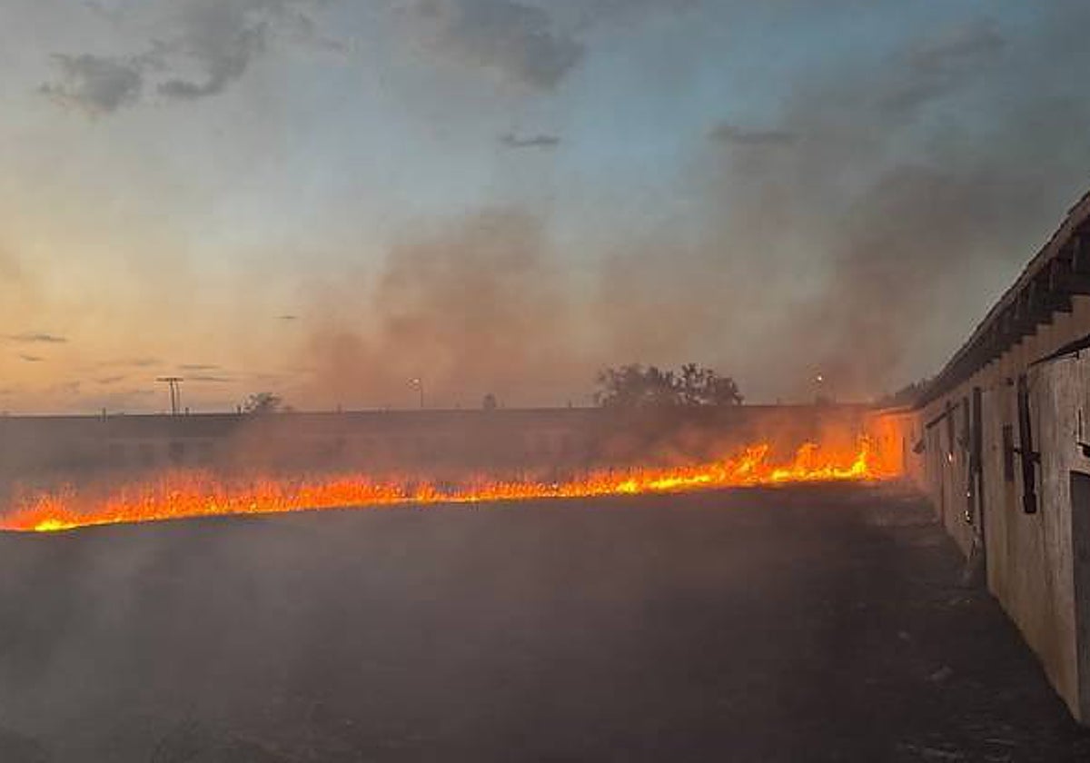 Imagen del incendio ocurrido este jueves en Peñaranda de Bracamonte.