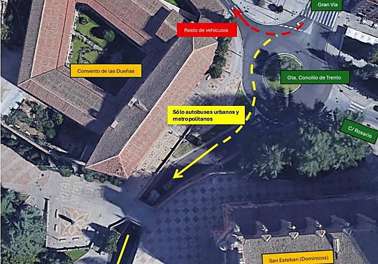 Gráfico con los cambios de dirección que se producirán al final de la Gran Vía hacia el Puente de Soto.