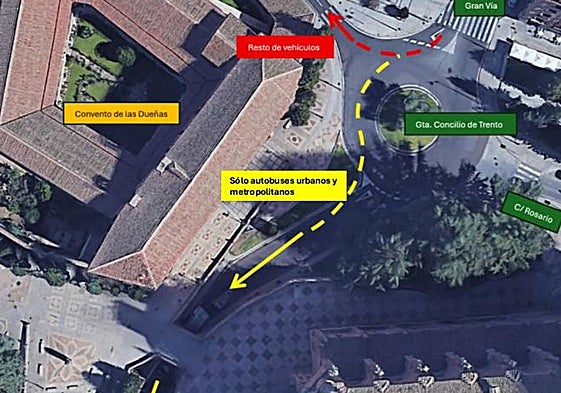 Gráfico con los cambios de dirección que se producirán al final de la Gran Vía hacia el Puente de Soto.
