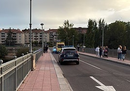 Policía Local, Nacional y una ambulancia del Sacyl en el puente de Enrique Estevan.
