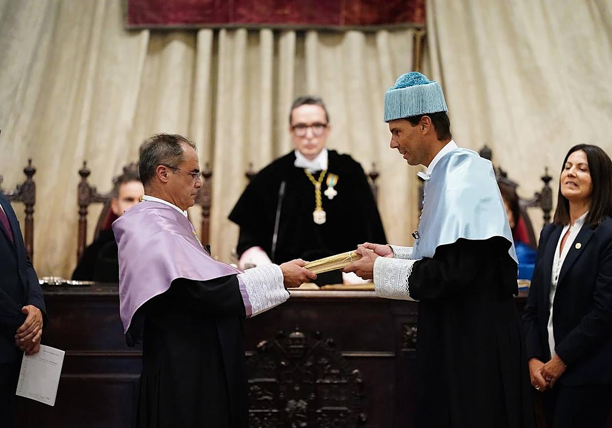 Rafa Nadal, en el Paraninfo de la Universidad.