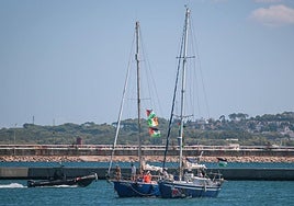 Embarcaciones de la Global Sumud Flotilla en el puerto de Bizerta, Túnez.