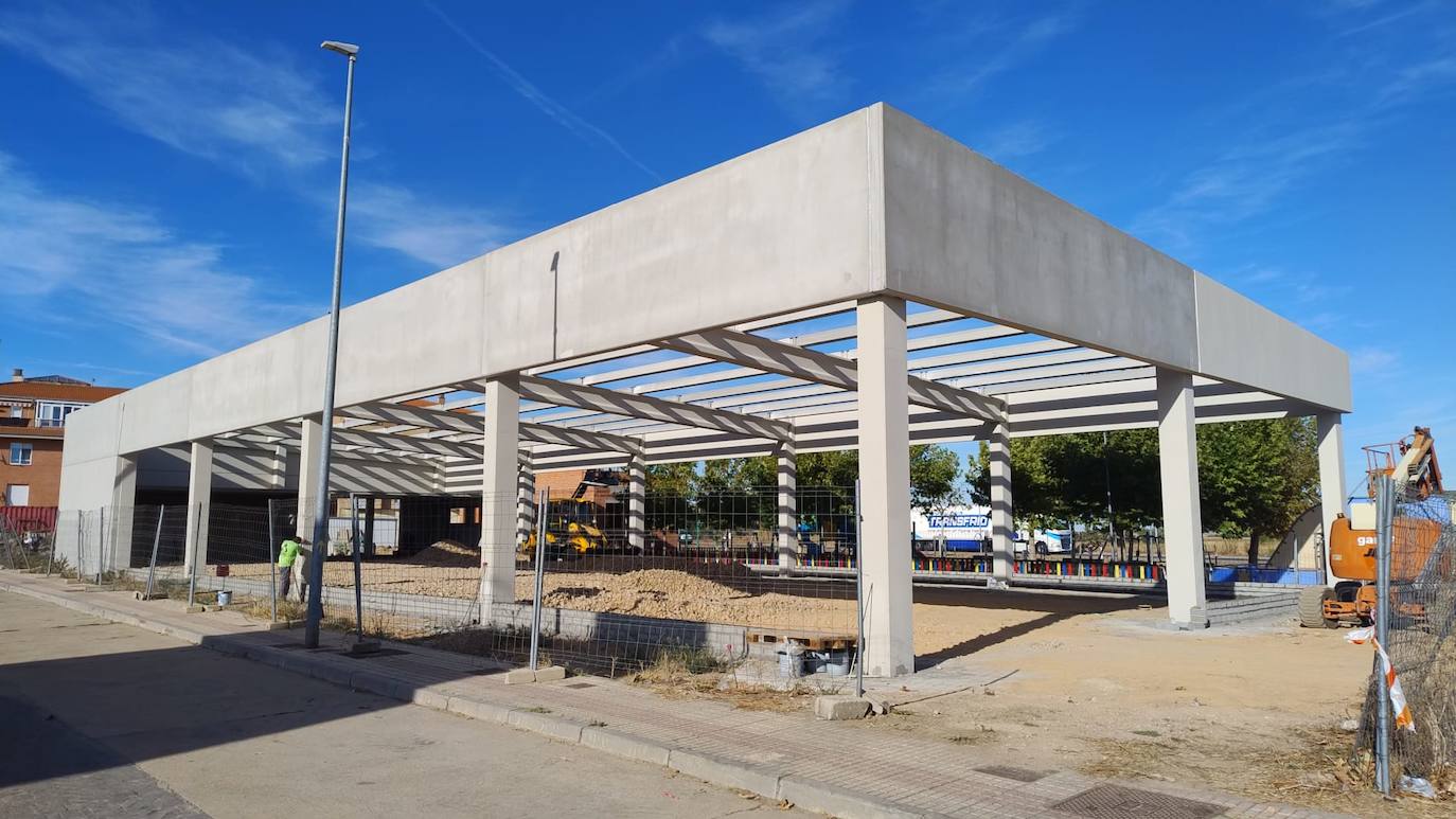 Las obras del pabellón de Aldeaseca de Armuña.