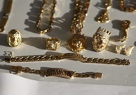 Algunas de las joyas intervenidas en la 'Operación Heredis', caso resuelto en audiencia preliminar.