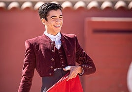 Marco Pérez, durante el tentadero, en la finca de El Pilar.